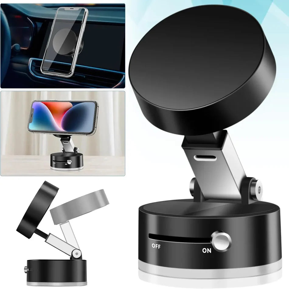 Suport Telefon Magnetic Rotativ 360° cu Ventuza de Vid